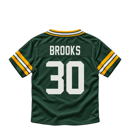 Green Bay Packers jersey keychain — Chris Brooks #30. Exact saved player artwork preview.