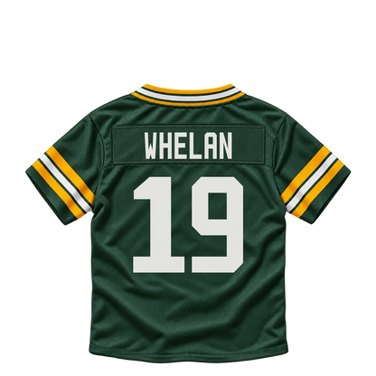 Green Bay Packers jersey keychain — Daniel Whelan #19. Exact saved player artwork preview.
