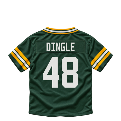 Green Bay Packers jersey keychain — Jack Dingle #48. Exact saved player artwork preview.