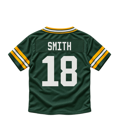 Green Bay Packers jersey keychain — Jonnu Smith #18. Exact saved player artwork preview.