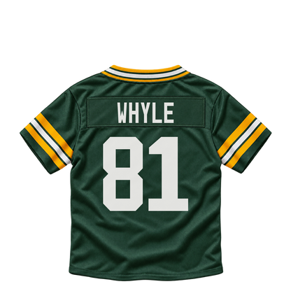 Green Bay Packers jersey keychain — Josh Whyle #81. Exact saved player artwork preview.