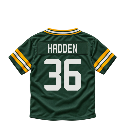 Green Bay Packers jersey keychain — Kamal Hadden #36. Exact saved player artwork preview.