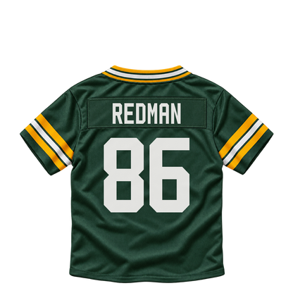 Green Bay Packers jersey keychain — Mark Redman #86. Exact saved player artwork preview.
