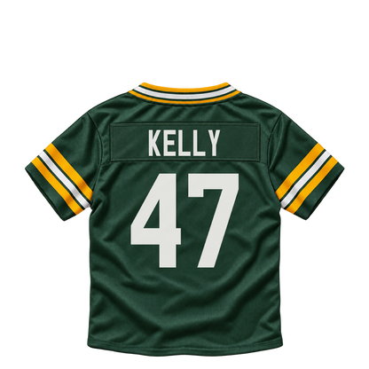 Green Bay Packers jersey keychain — Nyjalik Kelly #47. Exact saved player artwork preview.