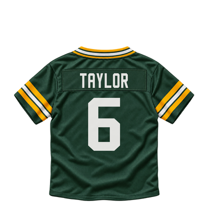 Green Bay Packers jersey keychain — Tyrod Taylor #6. Exact saved player artwork preview.