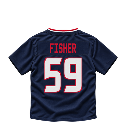 Houston Texans jersey keychain — Aiden Fisher #59. Exact saved player artwork preview.