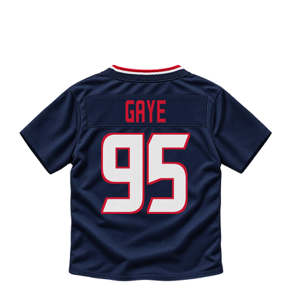 Houston Texans jersey keychain — Ali Gaye #95. Exact saved player artwork preview.