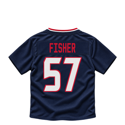 Houston Texans jersey keychain — Blake Fisher #57. Exact saved player artwork preview.