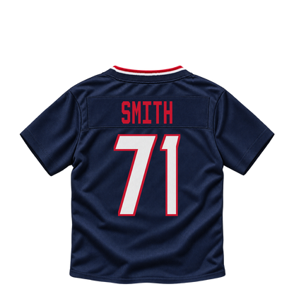 Houston Texans jersey keychain — Braden Smith #71. Exact saved player artwork preview.