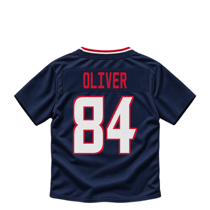 Houston Texans jersey keychain — Bryce Oliver #84. Exact saved player artwork preview.