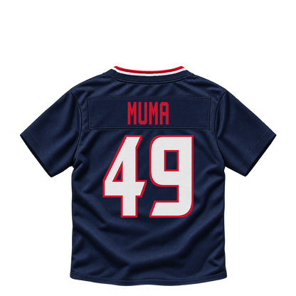 Houston Texans jersey keychain — Chad Muma #49. Exact saved player artwork preview.