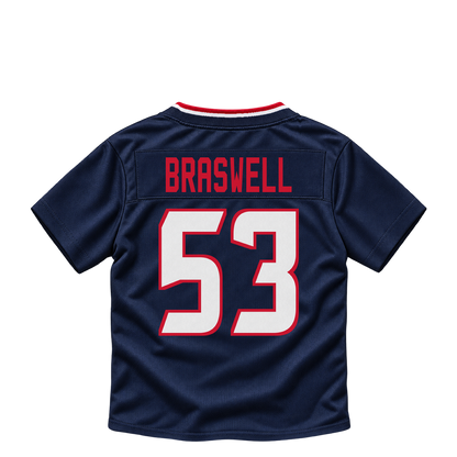 Houston Texans jersey keychain — Chris Braswell #53. Exact saved player artwork preview.
