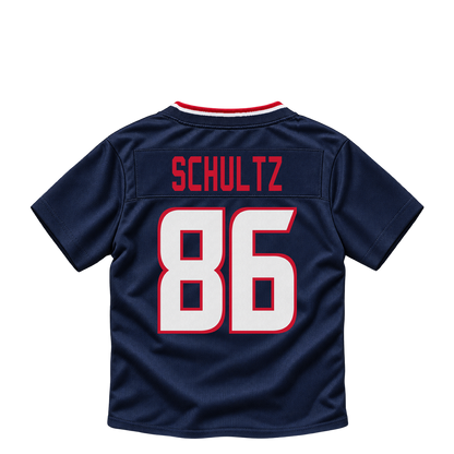 Houston Texans jersey keychain — Dalton Schultz #86. Exact saved player artwork preview.