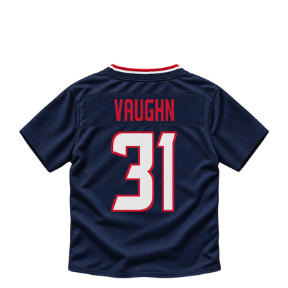 Houston Texans jersey keychain — Deuce Vaughn #31. Exact saved player artwork preview.