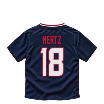 Houston Texans jersey keychain — Graham Mertz #18. Exact saved player artwork preview.
