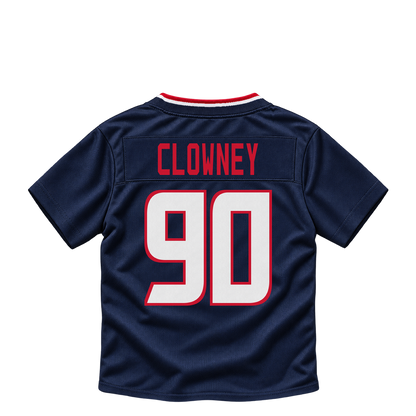 Houston Texans jersey keychain — Jadeveon Clowney #90. Exact saved player artwork preview.