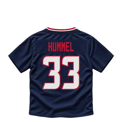 Houston Texans jersey keychain — Jake Hummel #33. Exact saved player artwork preview.