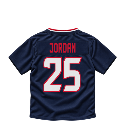 Houston Texans jersey keychain — Jawhar Jordan #25. Exact saved player artwork preview.