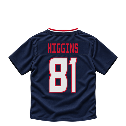 Houston Texans jersey keychain — Jayden Higgins #81. Exact saved player artwork preview.