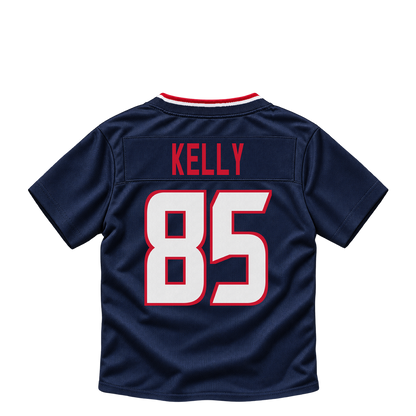 Houston Texans jersey keychain — Josh Kelly #85. Exact saved player artwork preview.