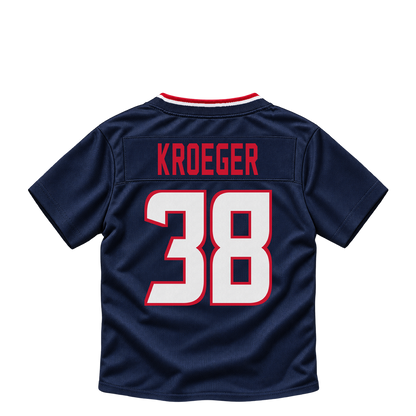 Houston Texans jersey keychain — Kai Kroeger #38. Exact saved player artwork preview.
