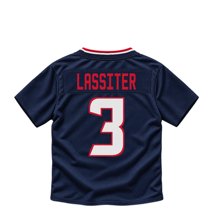 Houston Texans jersey keychain — Kamari Lassiter #3. Exact saved player artwork preview.