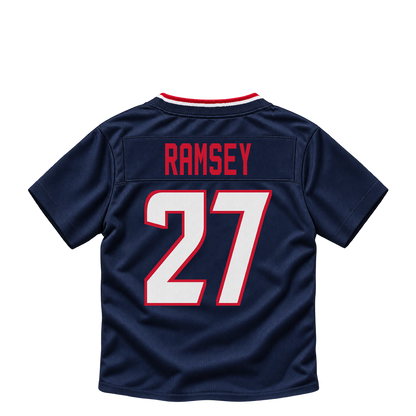 Houston Texans jersey keychain — Kamari Ramsey #27. Exact saved player artwork preview.