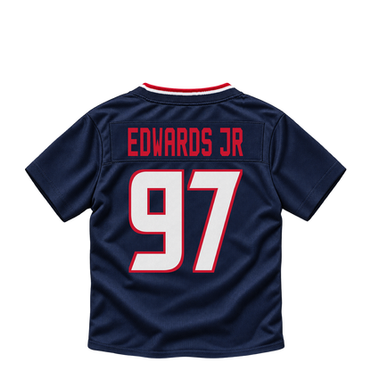Houston Texans jersey keychain — Mario Edwards Jr. #97. Exact saved player artwork preview.