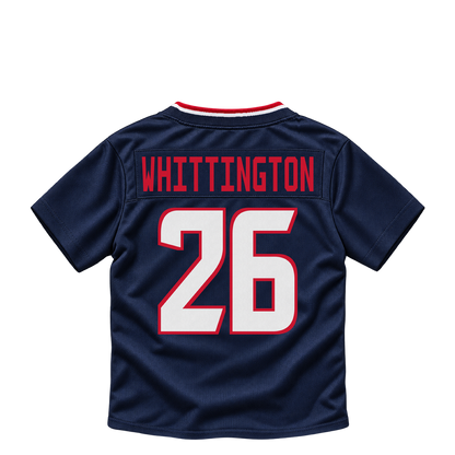 Houston Texans jersey keychain — Noah Whittington #26. Exact saved player artwork preview.