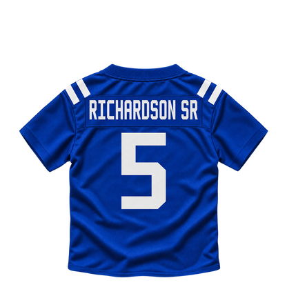 Indianapolis Colts jersey keychain — Anthony Richardson Sr. #5. Exact saved player artwork preview.