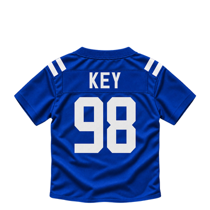 Indianapolis Colts jersey keychain — Arden Key #98. Exact saved player artwork preview.