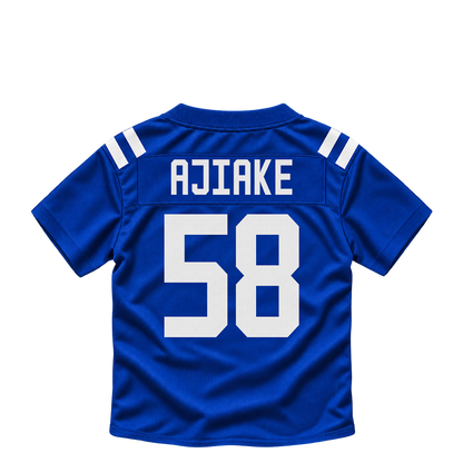 Indianapolis Colts jersey keychain — Austin Ajiake #58. Exact saved player artwork preview.