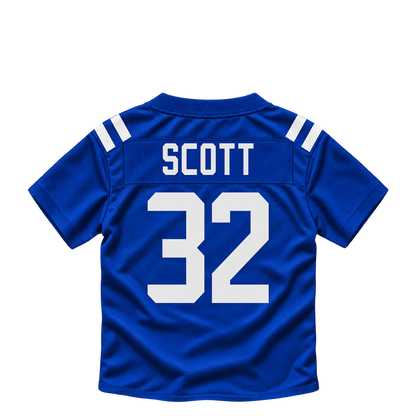 Indianapolis Colts jersey keychain — Daniel Scott #32. Exact saved player artwork preview.