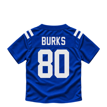 Indianapolis Colts jersey keychain — Deion Burks #80. Exact saved player artwork preview.