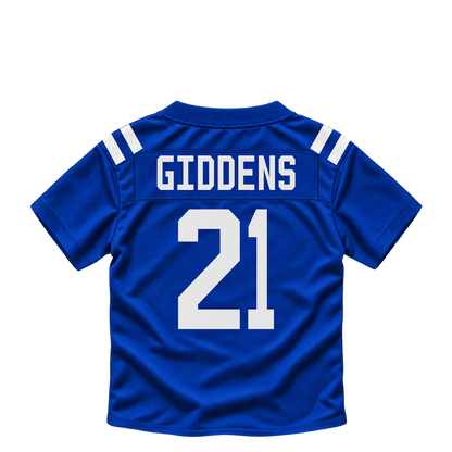 Indianapolis Colts jersey keychain — DJ Giddens #21. Exact saved player artwork preview.