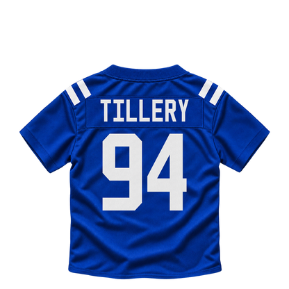 Indianapolis Colts jersey keychain — Jerry Tillery #94. Exact saved player artwork preview.