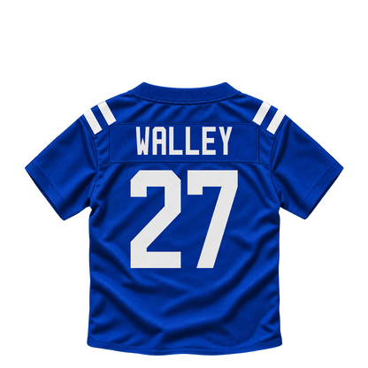 Indianapolis Colts jersey keychain — Justin Walley #27. Exact saved player artwork preview.
