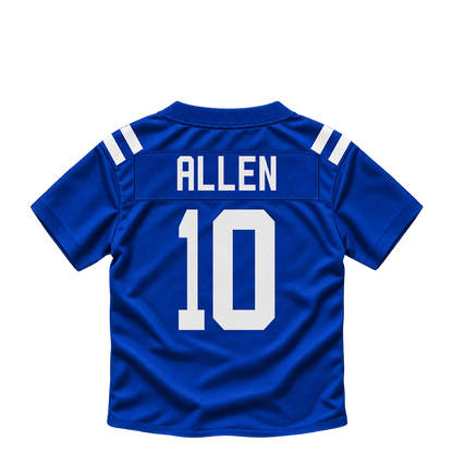Indianapolis Colts jersey keychain — Keenan Allen #10. Exact saved player artwork preview.