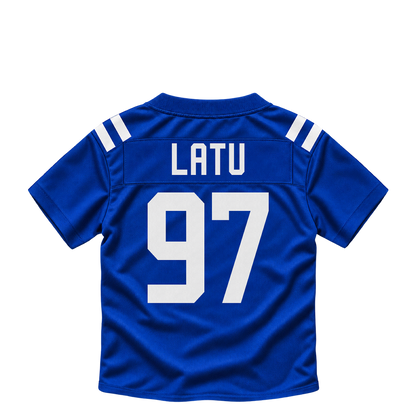 Indianapolis Colts jersey keychain — Laiatu Latu #97. Exact saved player artwork preview.