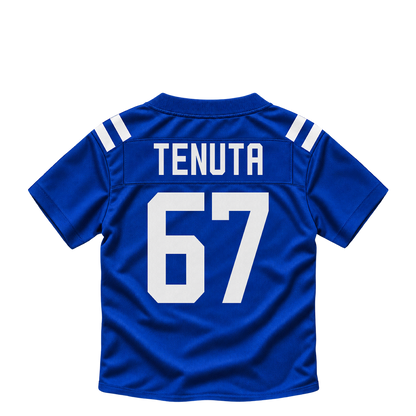 Indianapolis Colts jersey keychain — Luke Tenuta #67. Exact saved player artwork preview.