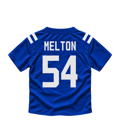 Indianapolis Colts jersey keychain — Mitchell Melton #54. Exact saved player artwork preview.