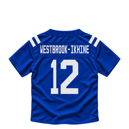 Indianapolis Colts jersey keychain — Nick Westbrook-Ikhine #12. Exact saved player artwork preview.