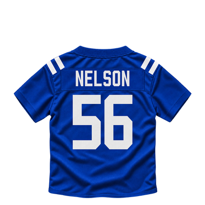 Indianapolis Colts jersey keychain — Quenton Nelson #56. Exact saved player artwork preview.