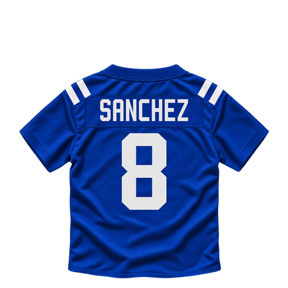 Indianapolis Colts jersey keychain — Rigoberto Sanchez #8. Exact saved player artwork preview.