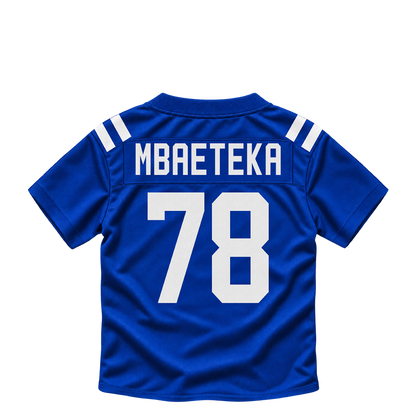 Indianapolis Colts jersey keychain — Roy Mbaeteka #78. Exact saved player artwork preview.