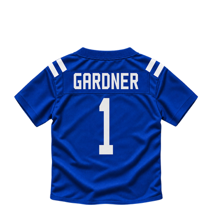 Indianapolis Colts jersey keychain — Sauce Gardner #1. Exact saved player artwork preview.