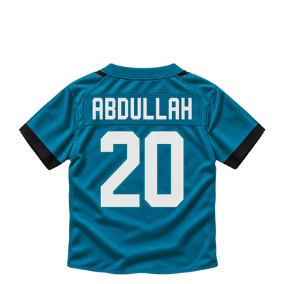 Jacksonville Jaguars jersey keychain — Ameer Abdullah #20. Exact saved player artwork preview.