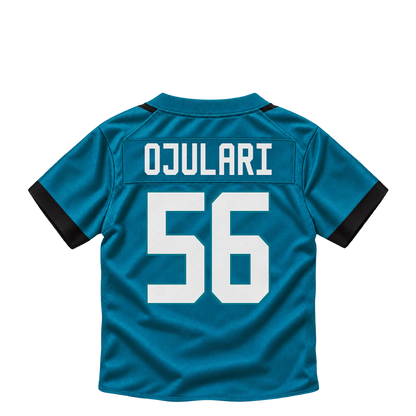 Jacksonville Jaguars jersey keychain — BJ Ojulari #56. Exact saved player artwork preview.