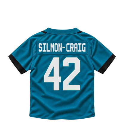 Jacksonville Jaguars jersey keychain — Cam'Ron Silmon-Craig #42. Exact saved player artwork preview.