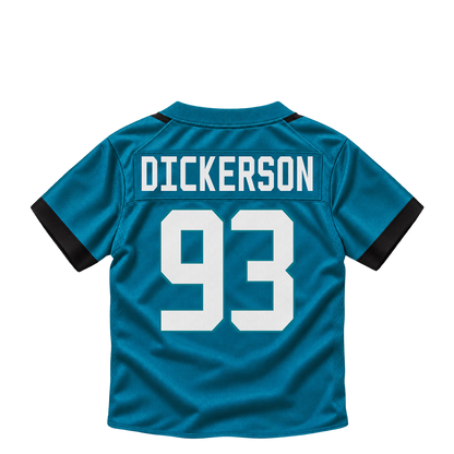 Jacksonville Jaguars jersey keychain — Matt Dickerson #93. Exact saved player artwork preview.